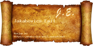 Jakabovics Emil névjegykártya